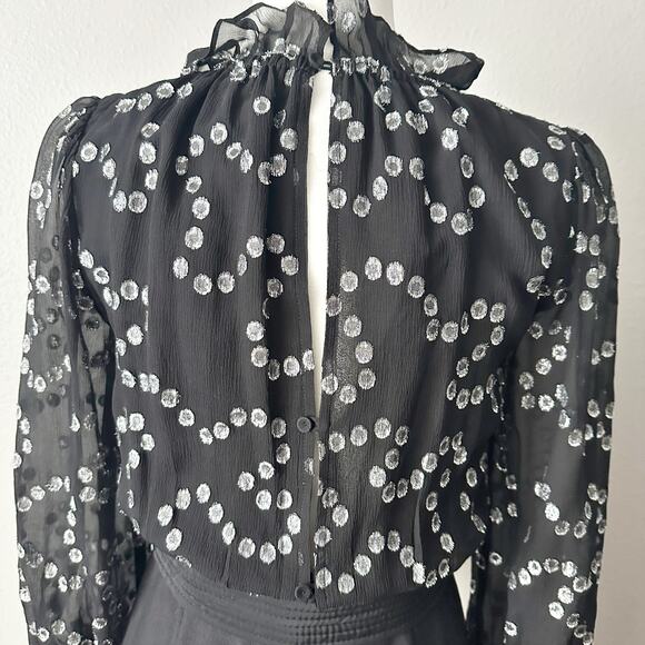 Rebecca Taylor‎ Black Silver Metallic Formal Jumpsuit Women’s Size 2 - Picture 9 of 16